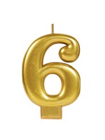 Numeral #6 Metallic Candle - Gold