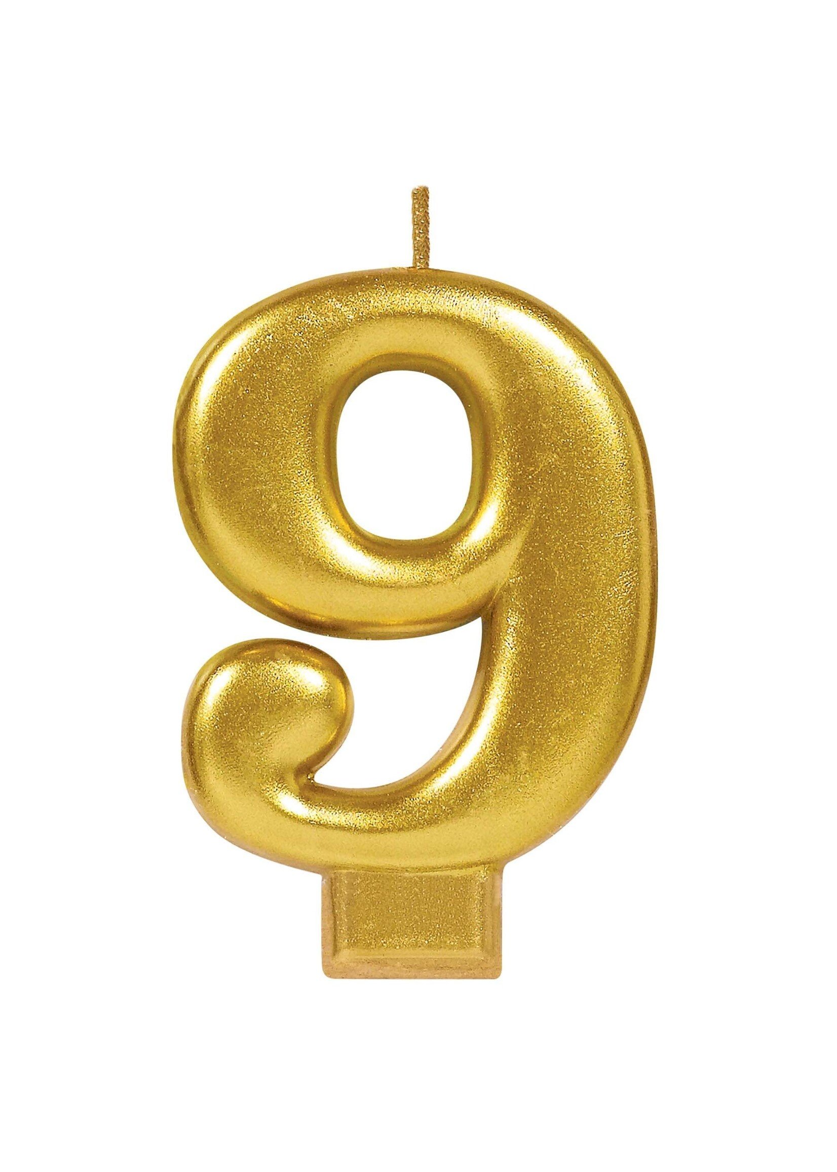 Numeral #9 Metallic Candle - Gold