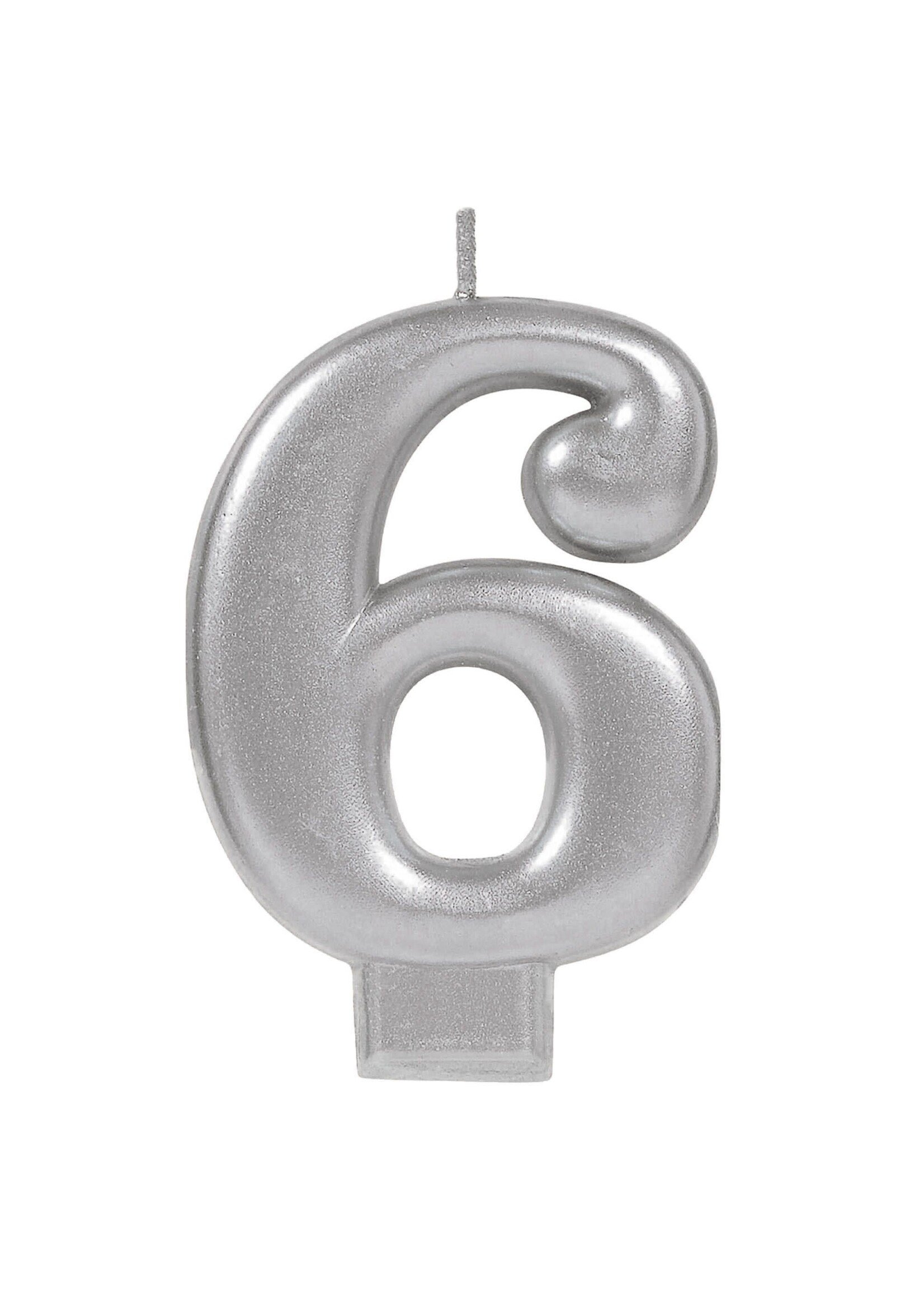 Numeral Metallic Candle #6 - Silver