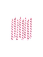 Pink Candy Stripe Spiral Candles 24 pcs