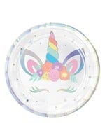 Unicorn Party Round Iridescent Plates, 7"