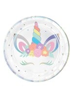 Unicorn Party Round Iridescent Plates, 9"