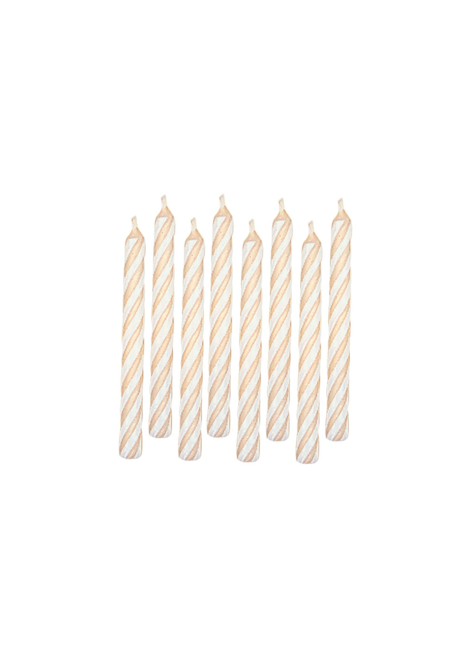 White Candy Stripe Spiral Candles 24pcs