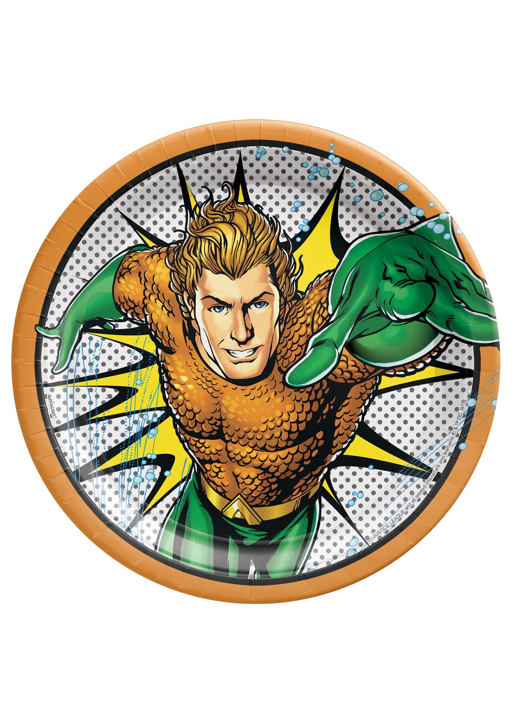 Justice League Heroes Unite™ 9" Round Plates - Aquaman 8Ct