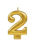 Numeral #2 Metallic Candle - Gold