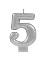 Numeral Metallic Candle #5 - Silver