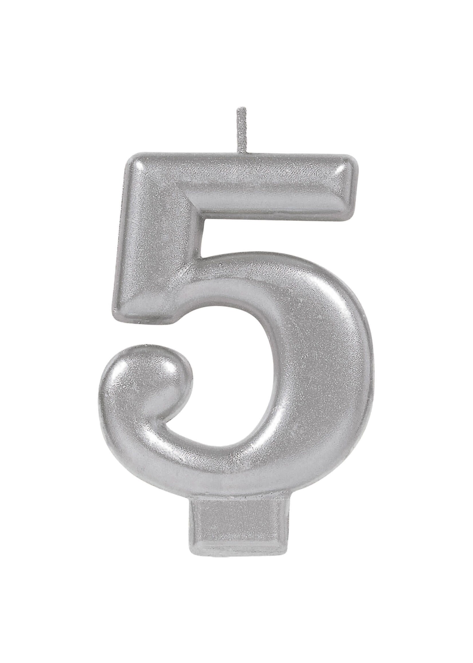 Numeral Metallic Candle #5 - Silver