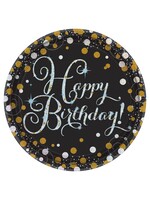 Sparkling Celebration Round Prismatic Plates, 9", Happy Birthday