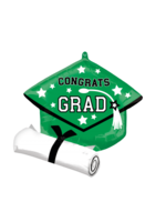 25" Grad Cap & diploma Green