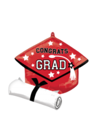 25" Grad Cap & Diploma Red