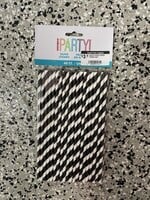 BLACK STRIPE PAPER STRAW 40CT