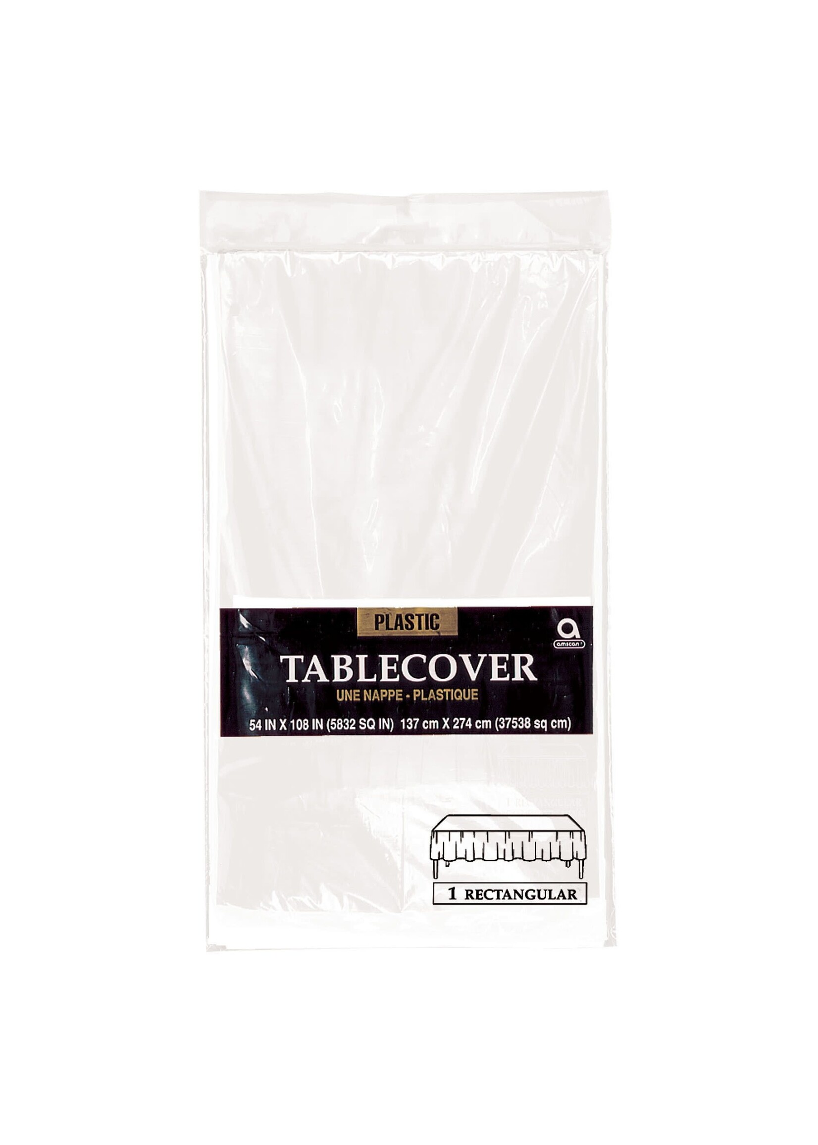 Frosty White Rectangular Plastic Table Cover, 54" x 108"