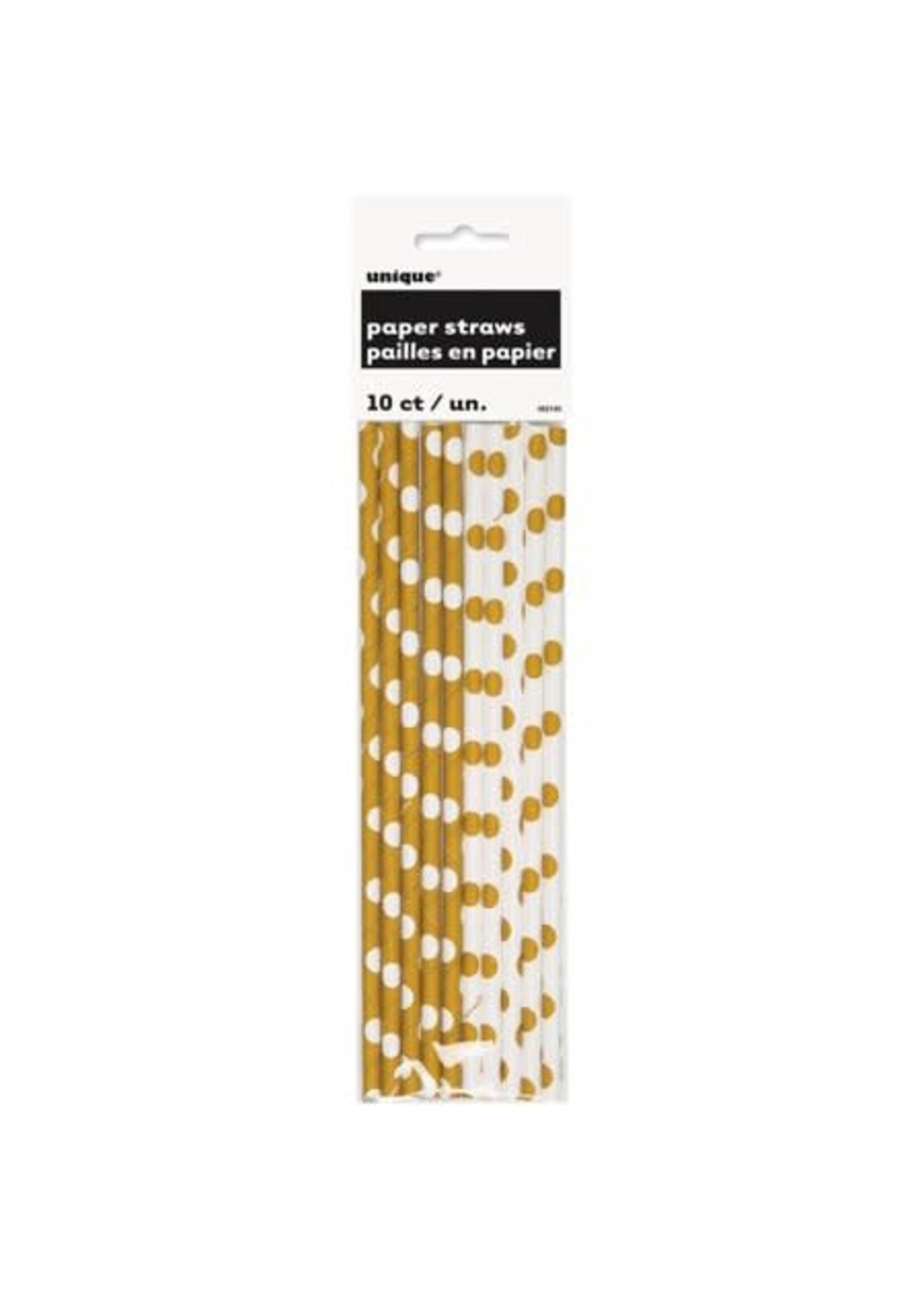 GOLD DOT PAPER STRAW10CT