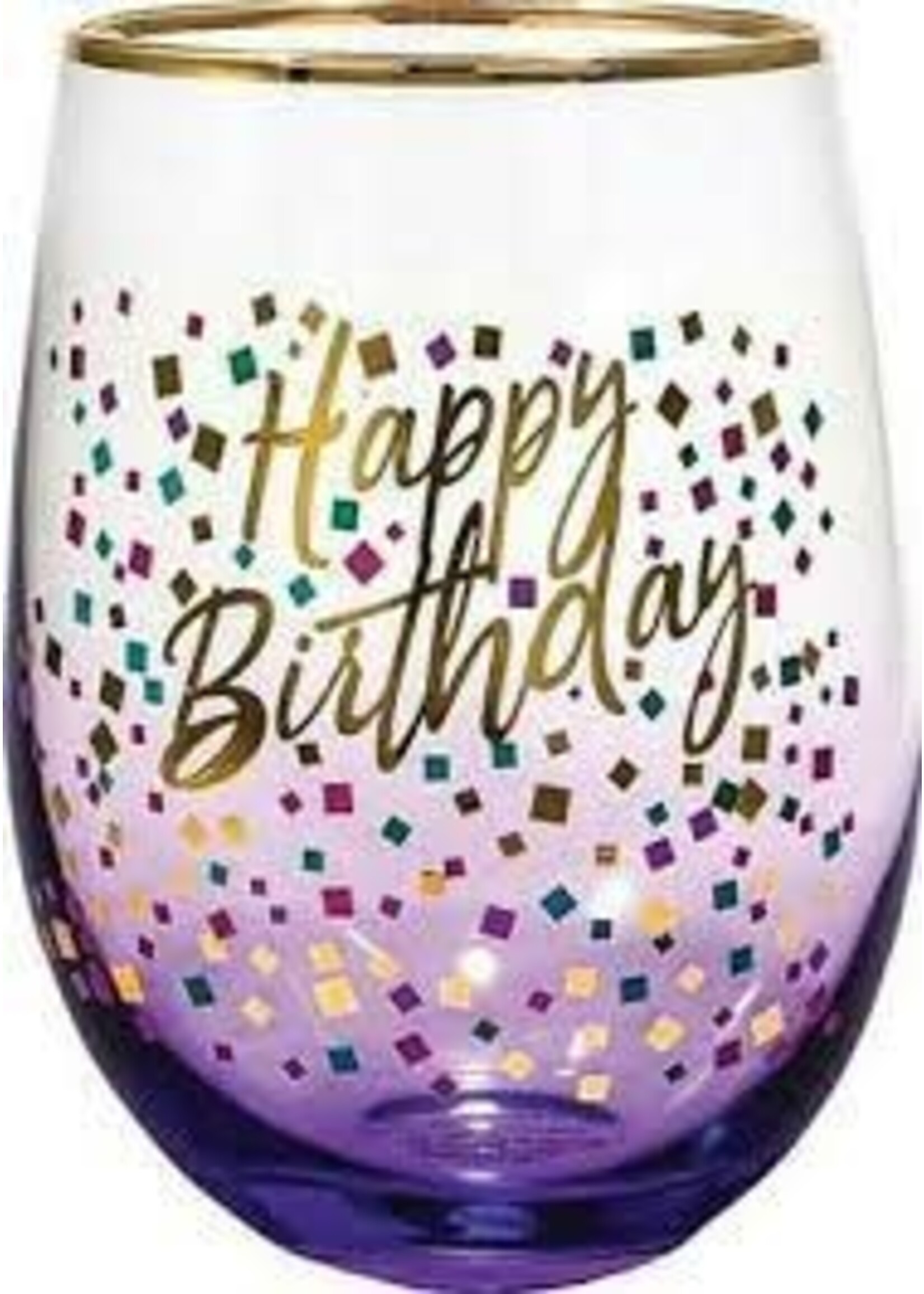 Happy Birthday Stemless Glass
