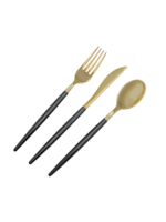 Black Plastic Cutlery Set 60pcs/pk - Gold Mod Collection