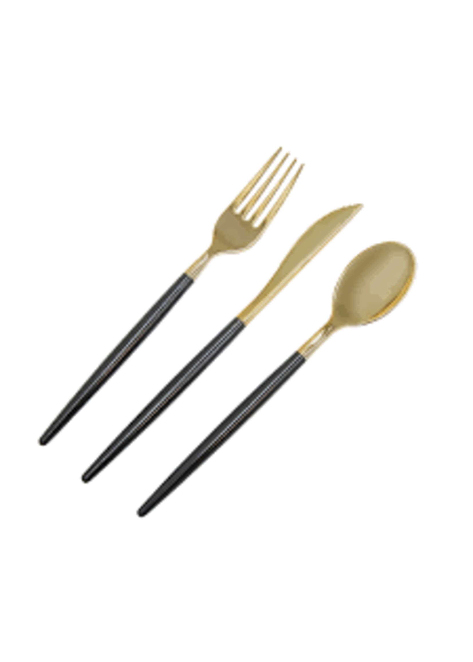 Black Plastic Cutlery Set 60pcs/pk - Gold Mod Collection