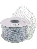 Mesh Net Glitter Ribbon 19" x 5 yds - Silver