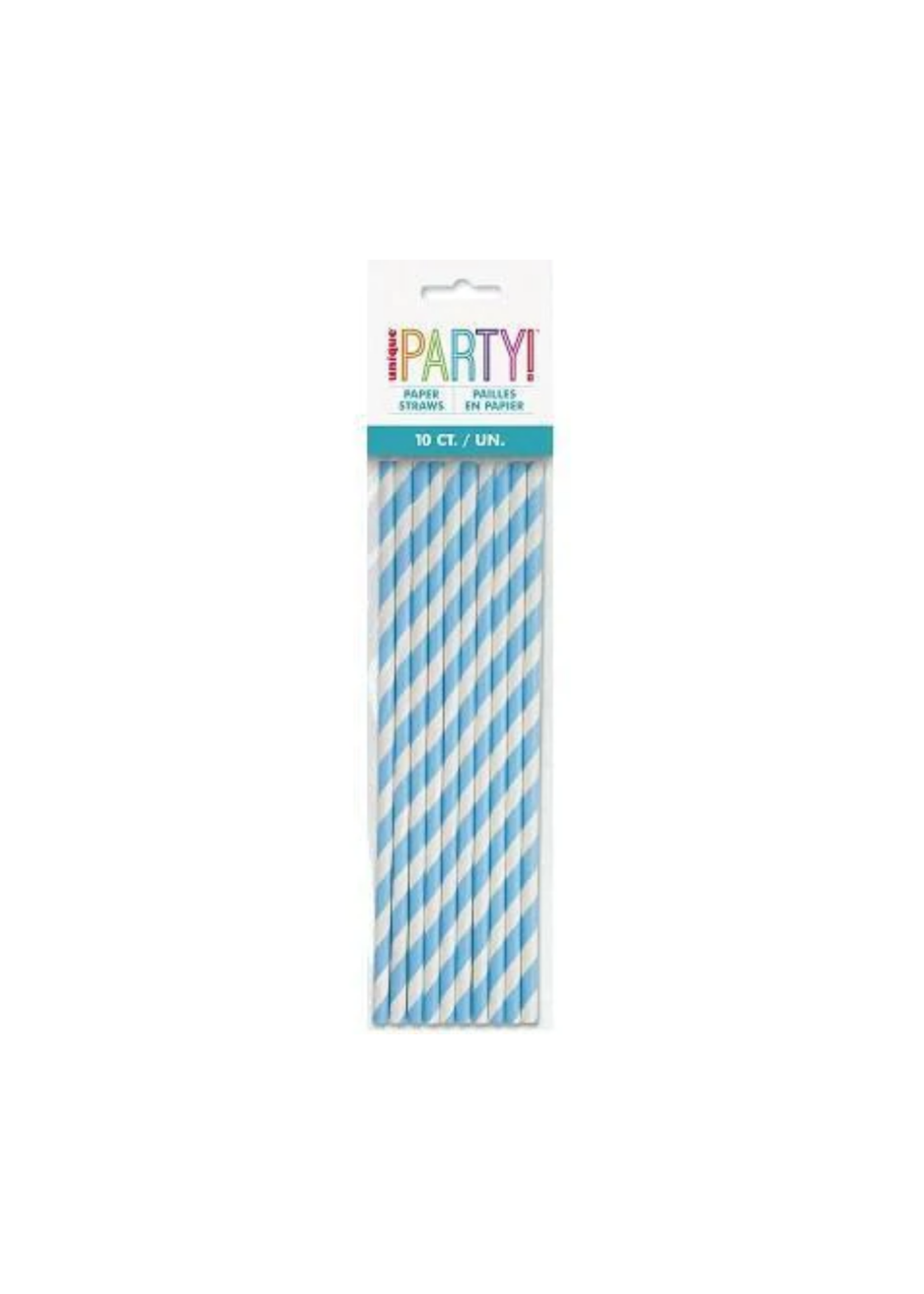 PWDR BLU STRIPE PAPER STRAW 40CT