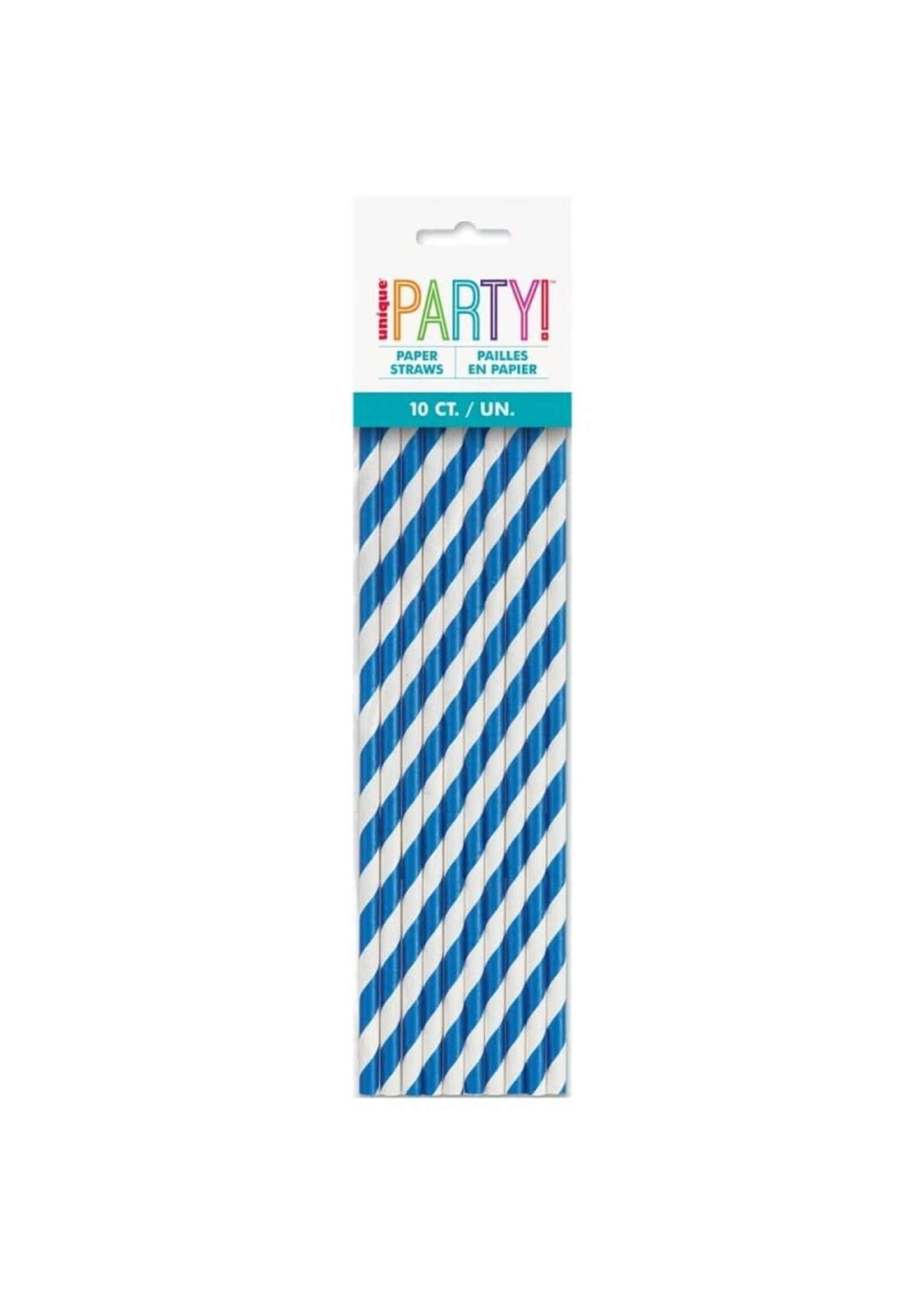 RYL BLUE STRIPE PAPER STRAW  10CT