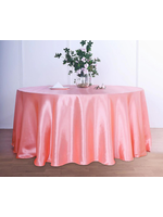 Satin 120" Round Tablecloth - Coral