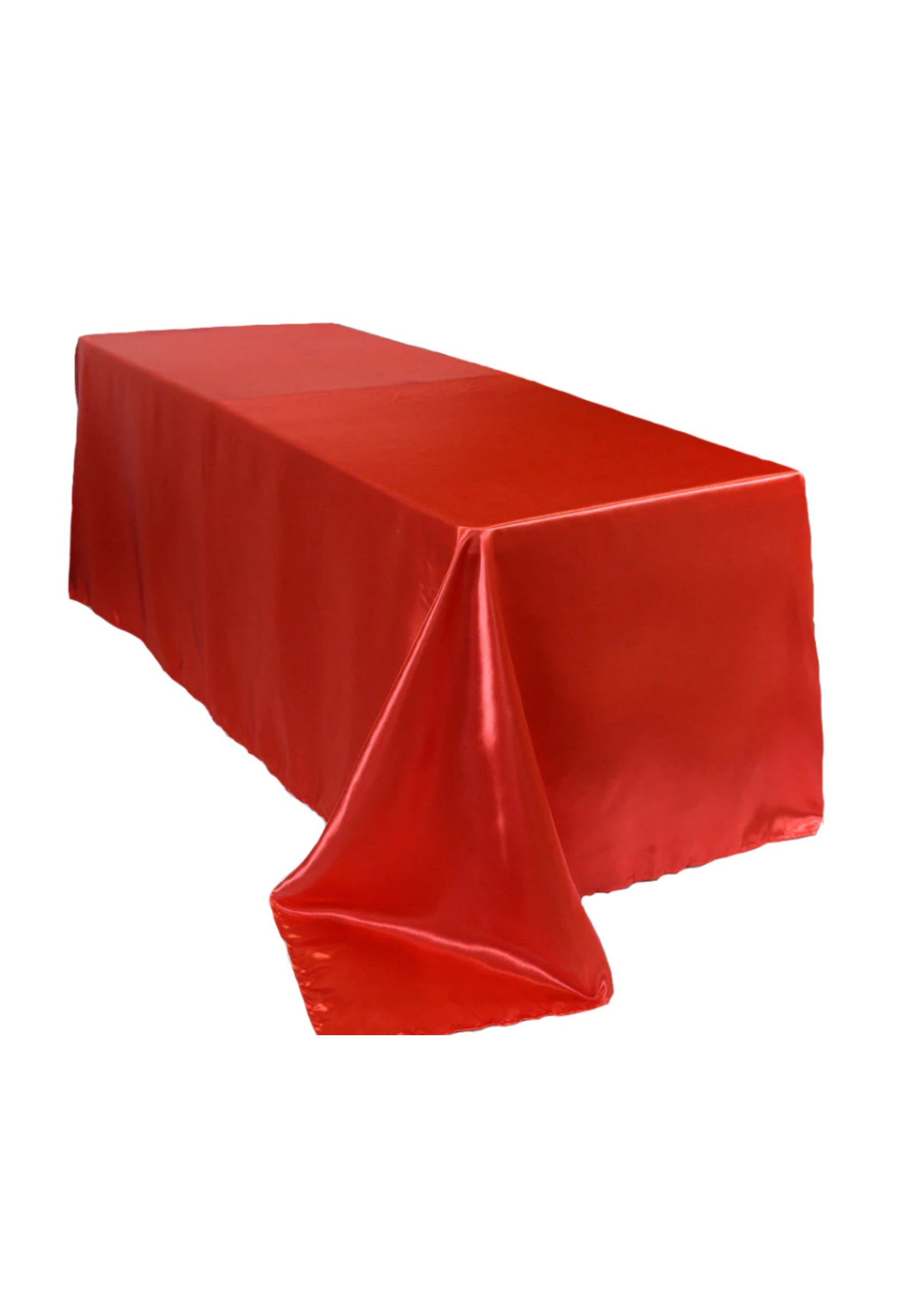 Satin Rectangular 90x132" Tablecloth Red 6ft Table