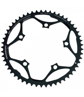 BPW ROAD CHAINRING, STANDARD, TYPE S - 7075 CNC, BLACK, 11/10, 130 BCD, Outer, 53T, 5 arms "STRONGLIGHT