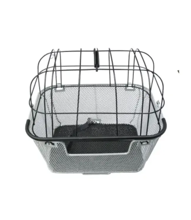 BPW BASKET - Large Pet Carrier, Front, Fixed Base, Includes Dome wire "clip in" Lid, Padded Base & Anchor Strap, 40cm x 30cm x 35cm