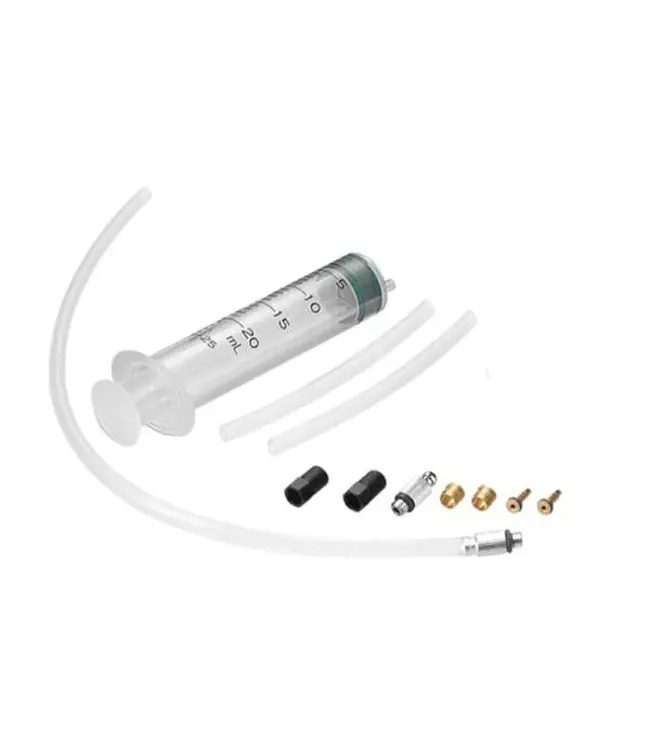 Tektro Service/bleed kit, Tektro/TRP, plastic tubing x 3 , hose retainer x 2, compression ferrules x 2, brass inserts with o-ring x 2, inlet and outlet valve ( for lever), brake fluid NOT included