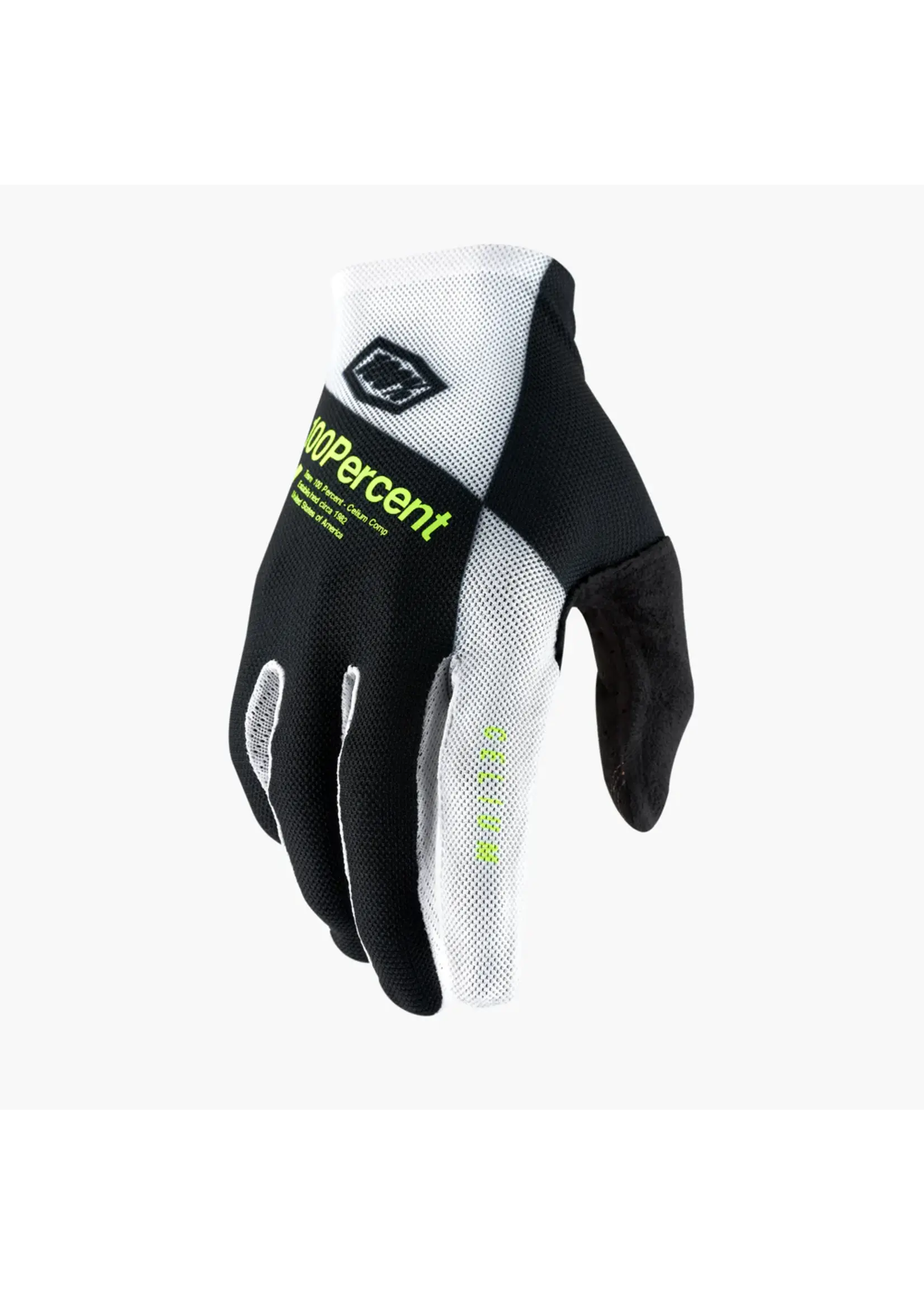 100 Percent 100% Celium Gloves Black/White/Fluo Yellow