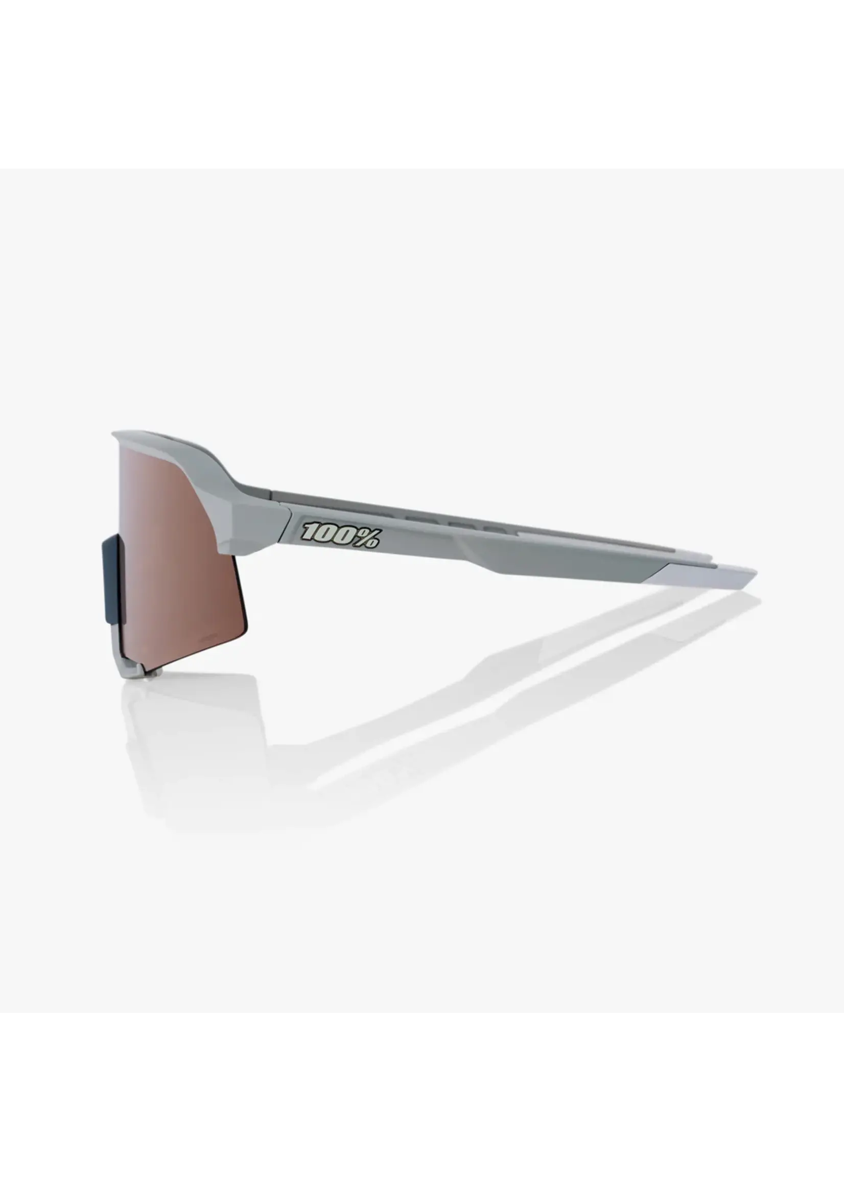 100 Percent 100% S3 Sunglasses, Soft Tact Stone Grey frame - HiPER Crimson Silver Mirror Lens