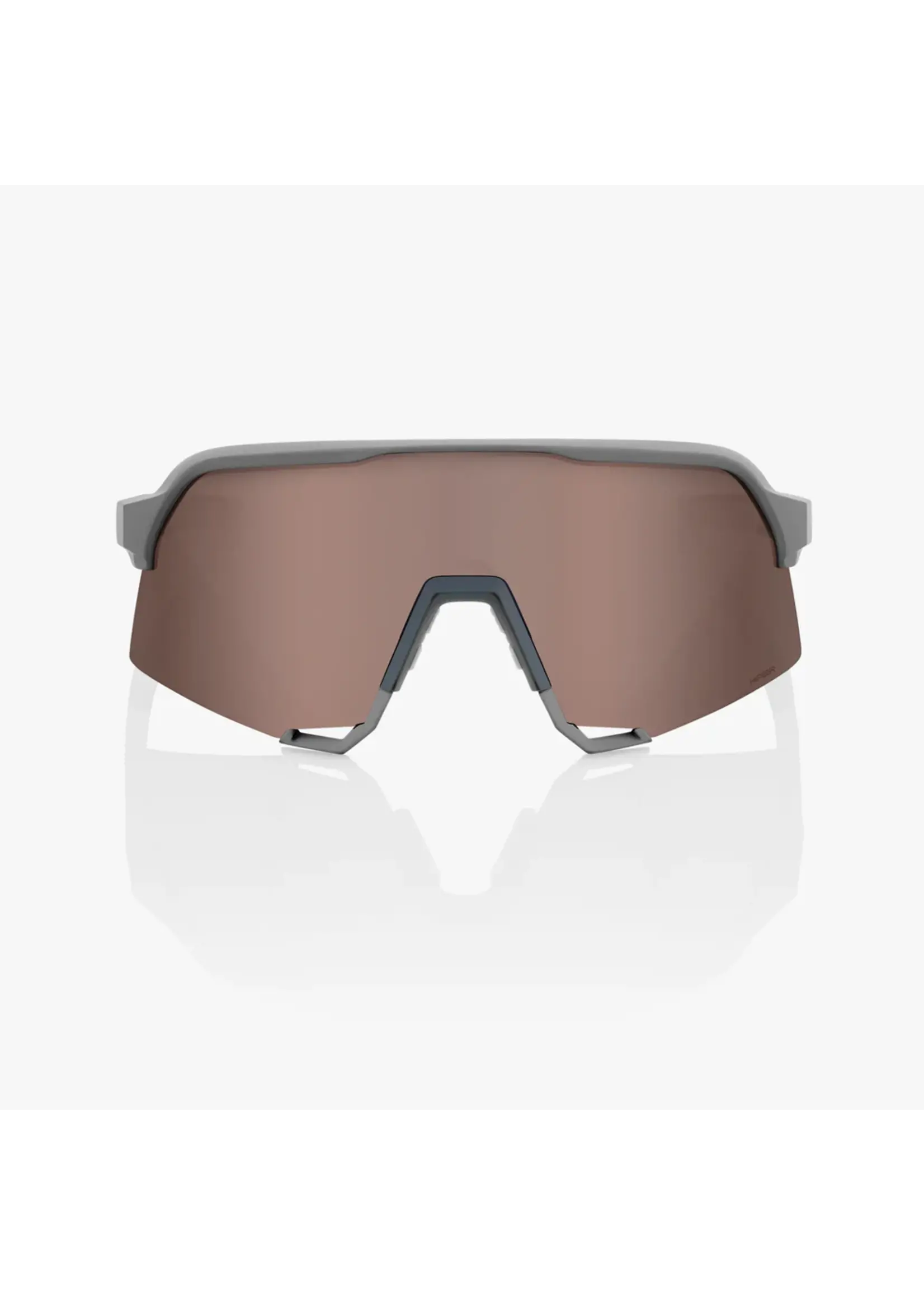 100 Percent 100% S3 Sunglasses, Soft Tact Stone Grey frame - HiPER Crimson Silver Mirror Lens