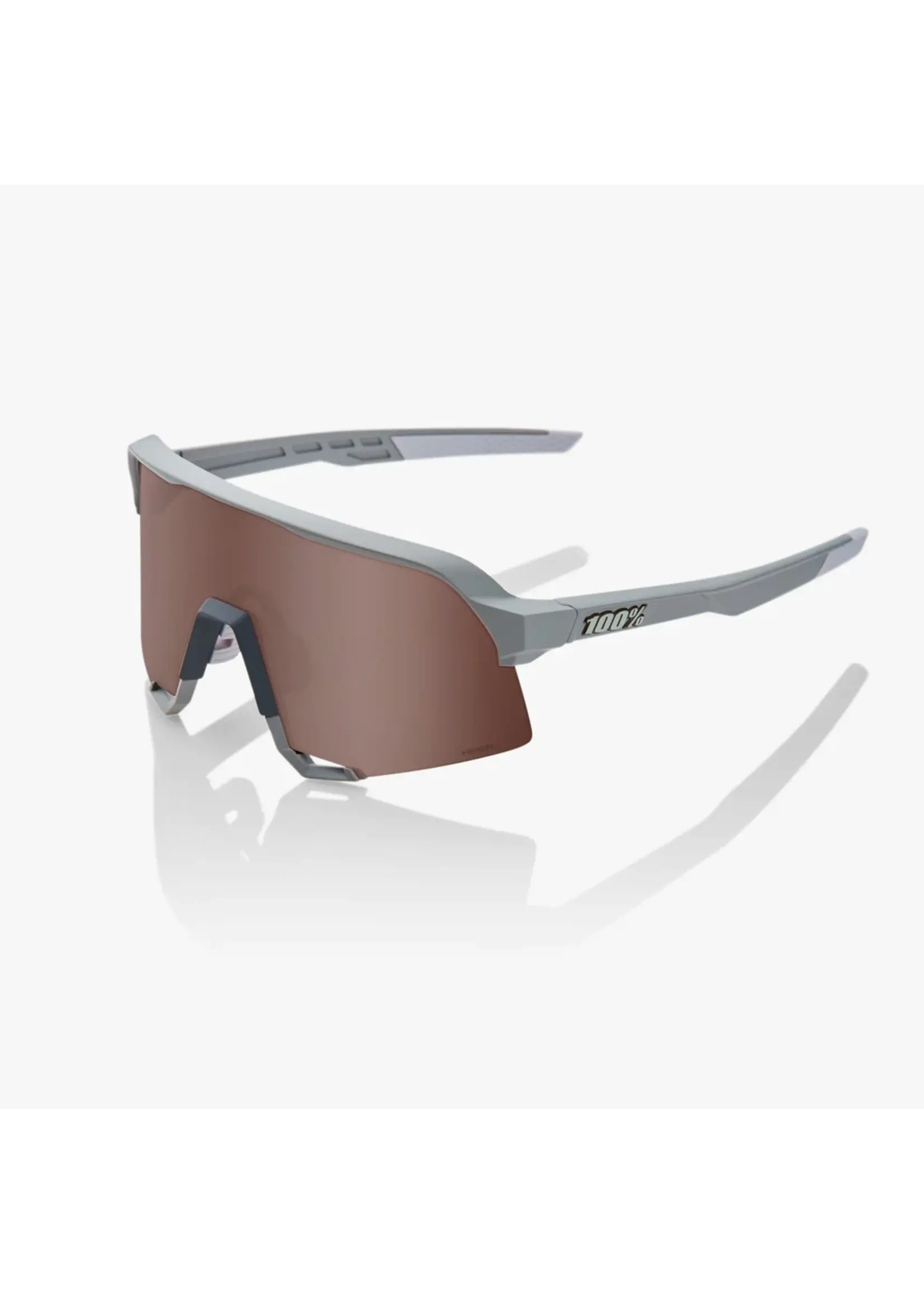 100 Percent 100% S3 Sunglasses, Soft Tact Stone Grey frame - HiPER Crimson Silver Mirror Lens