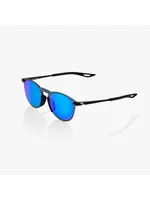100 Percent 100% Legere Round UltraCarbon Sunglasses, Soft Tact Black frame - Blue Multilayer Mirror Lens