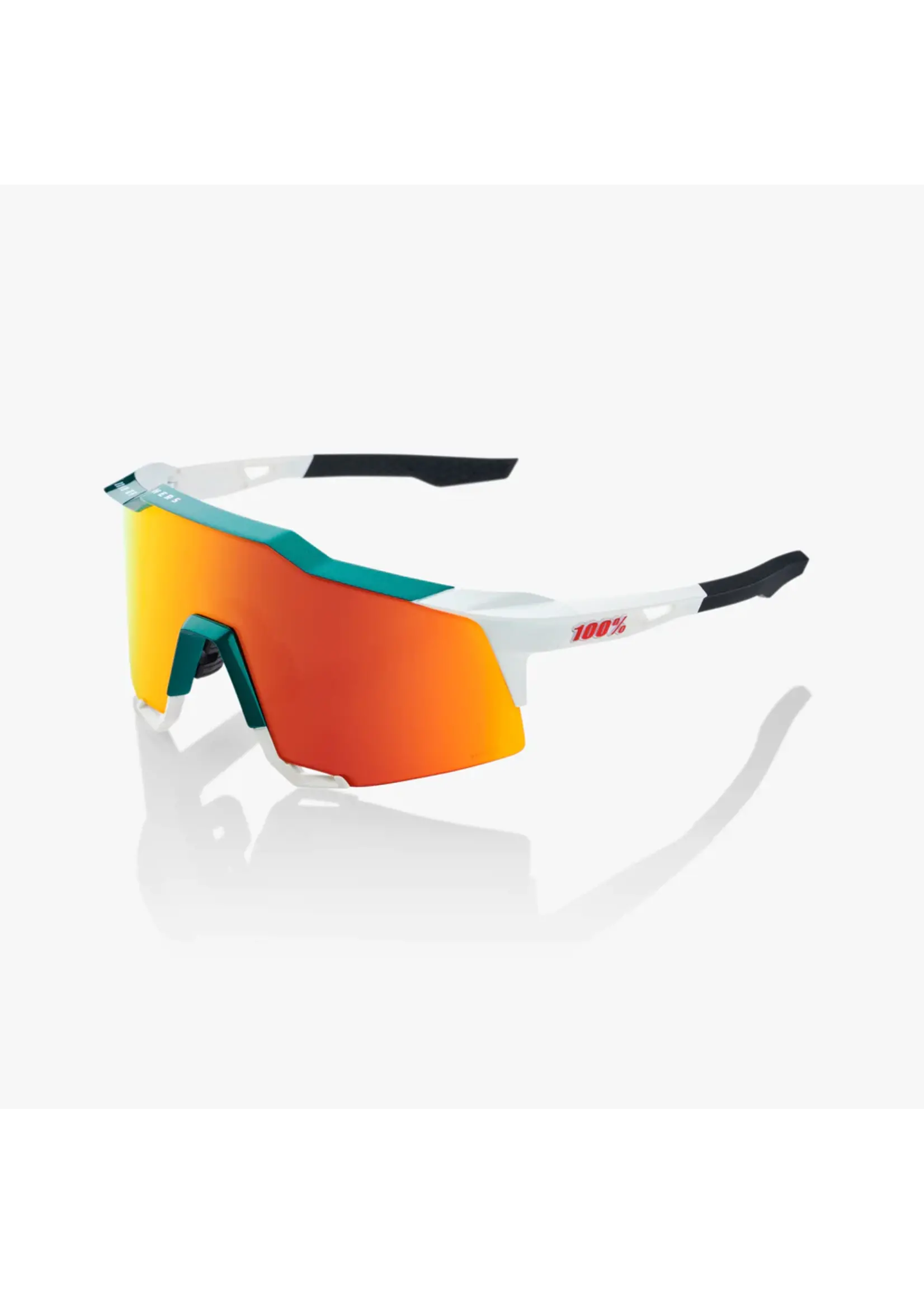 100 Percent 100% Speedcraft Sunglasses - Gloss Metallic Bora / Matte White - HiPER Red Multilayer Mirror Lens