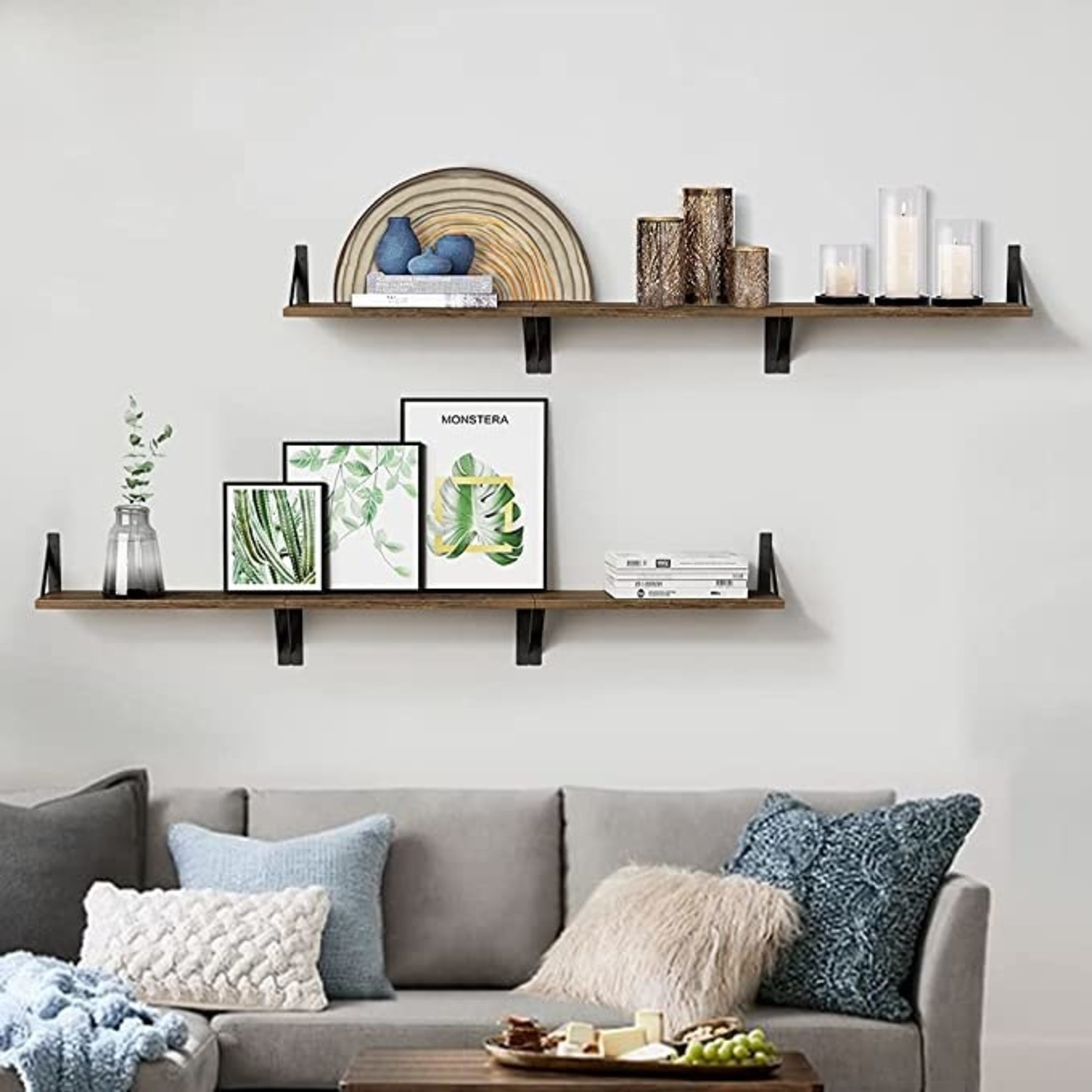 Forbena Rustic Brown Floating Shelves Set - 3