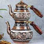 Vissmarta Handmade Copper Turkish Tea Kettle Pot Set