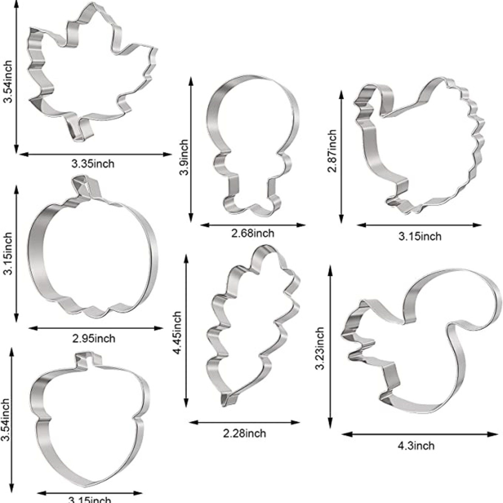 Hibery Stainless Steel Fall/Thanksgiving Cookie Cutters - 7 Pcs