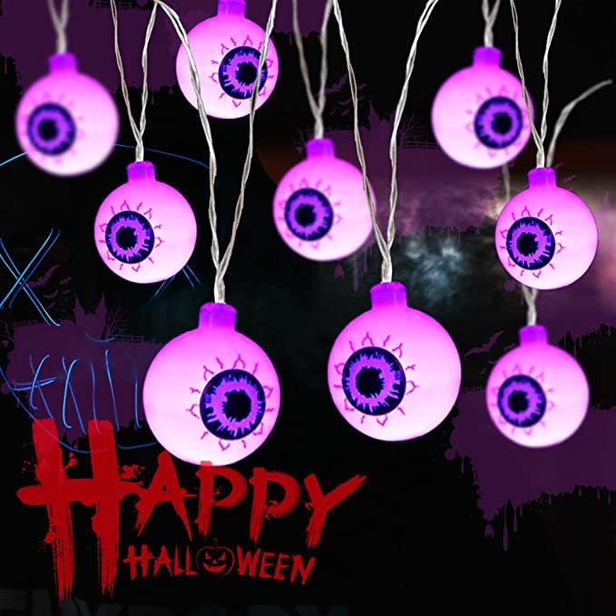 Purple Eyeball Halloween LED String Lights Top Notch DFW, LLC