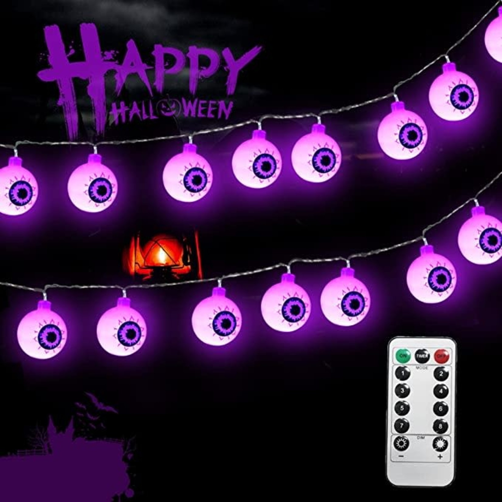 Oolaloo Eyeball Halloween Led String Lights (Purple)