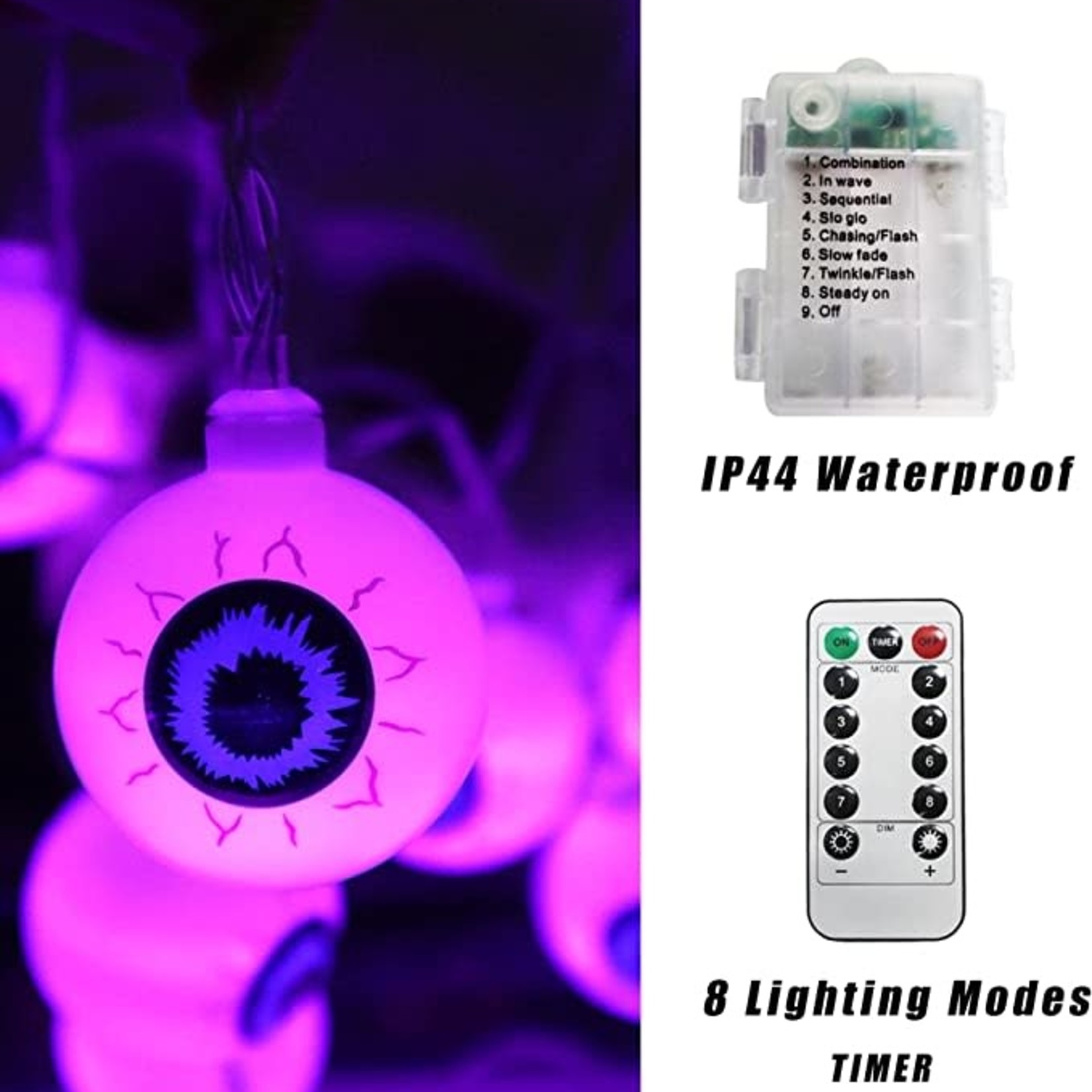 Oolaloo Eyeball Halloween Led String Lights (Purple)