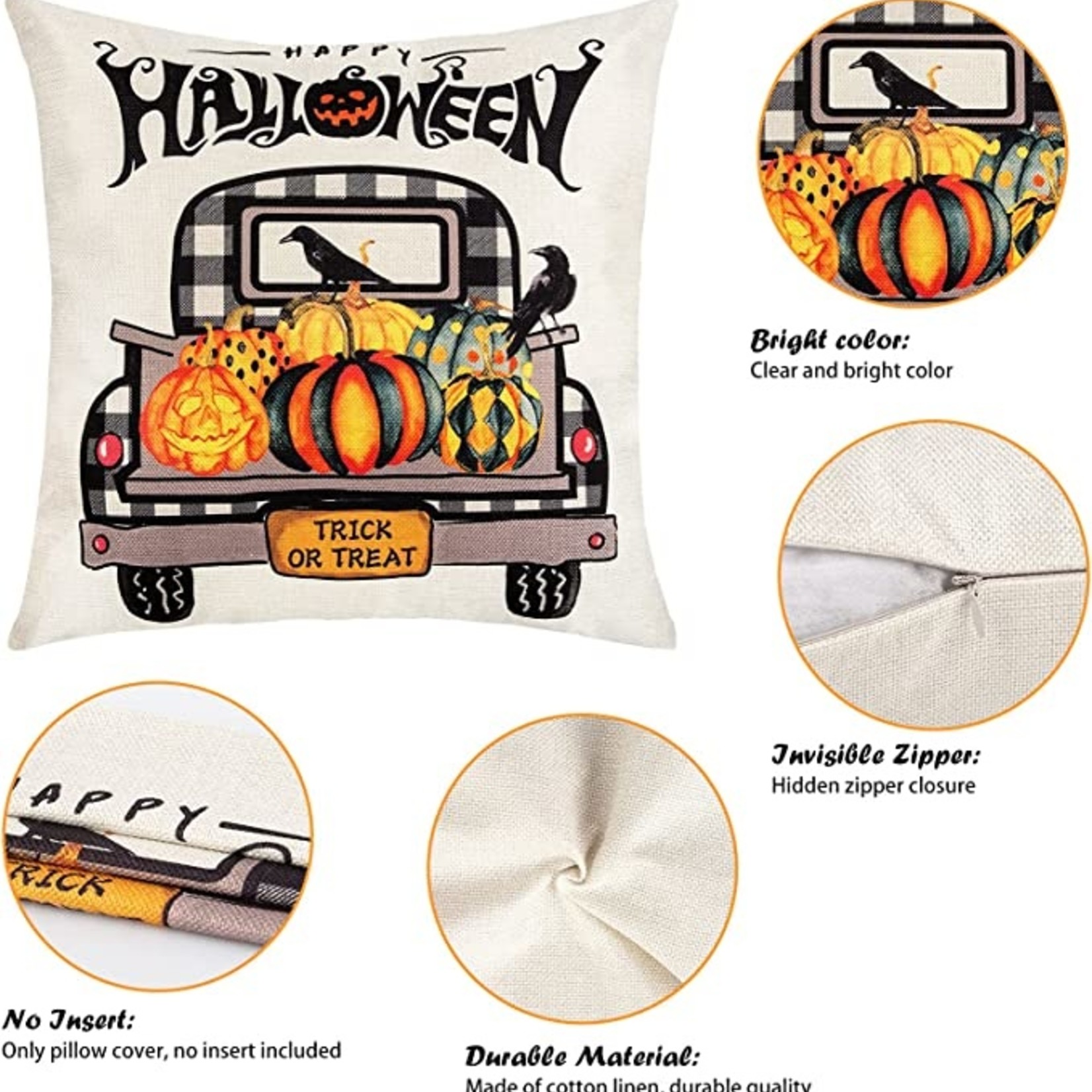 YHmall Farmhouse Halloween Throw Pillow Cover