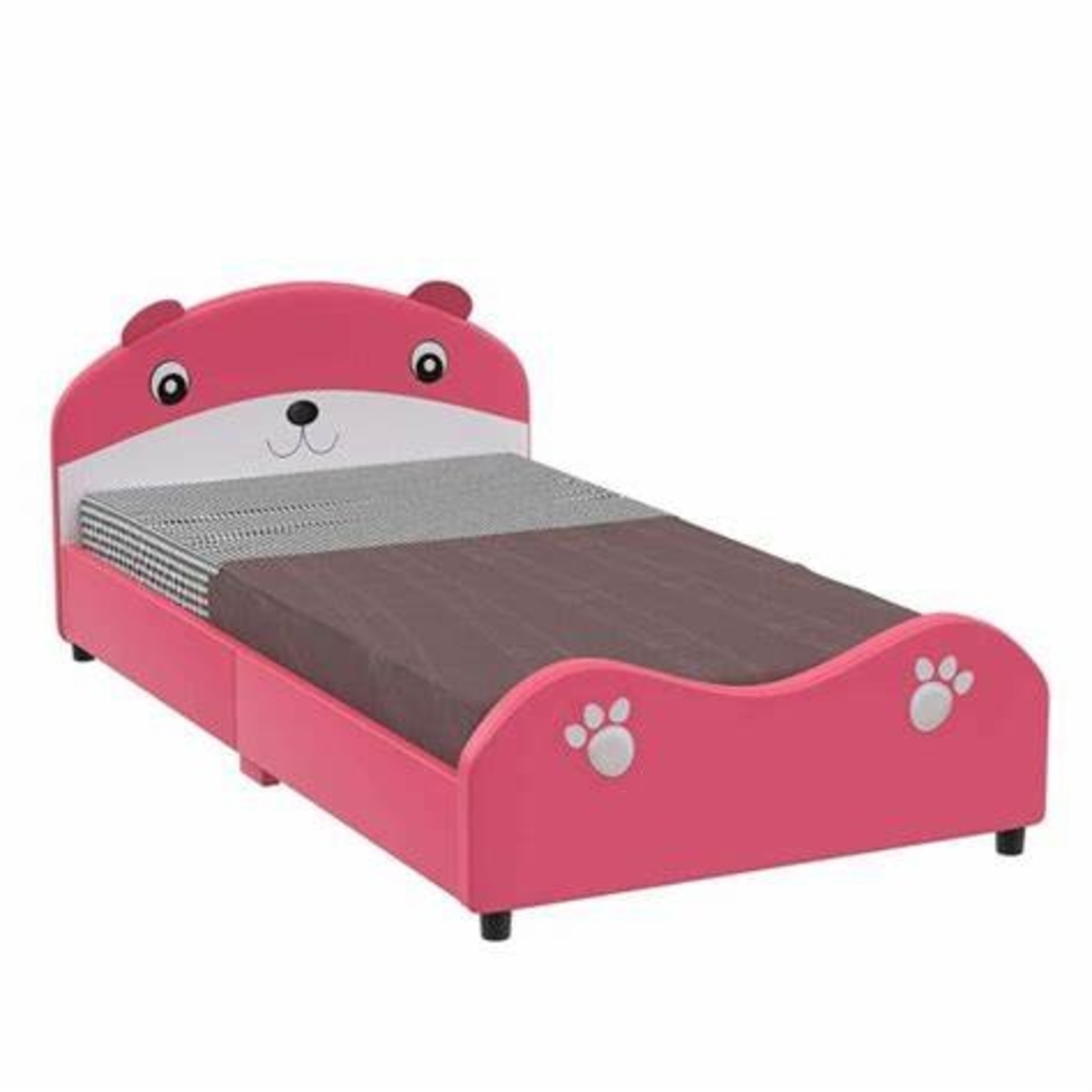 Mecor Kid's Pink Bear Upholstered Bed - Twin