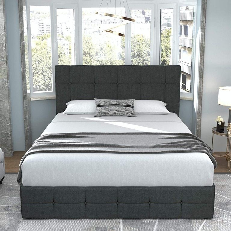 Modern Button Tufted Bed Frame Queen Top Notch DFW, LLC