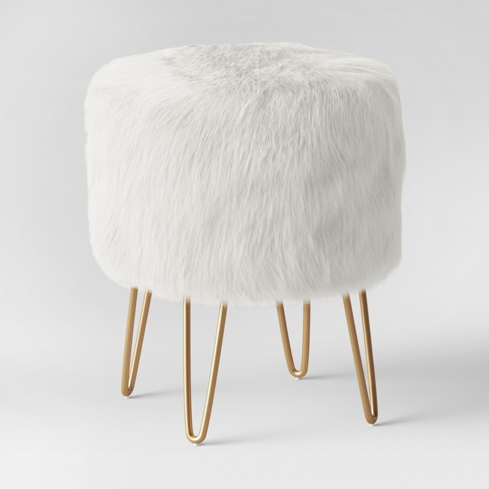 Rizado White Faux Sheepskin Boucle Footstool