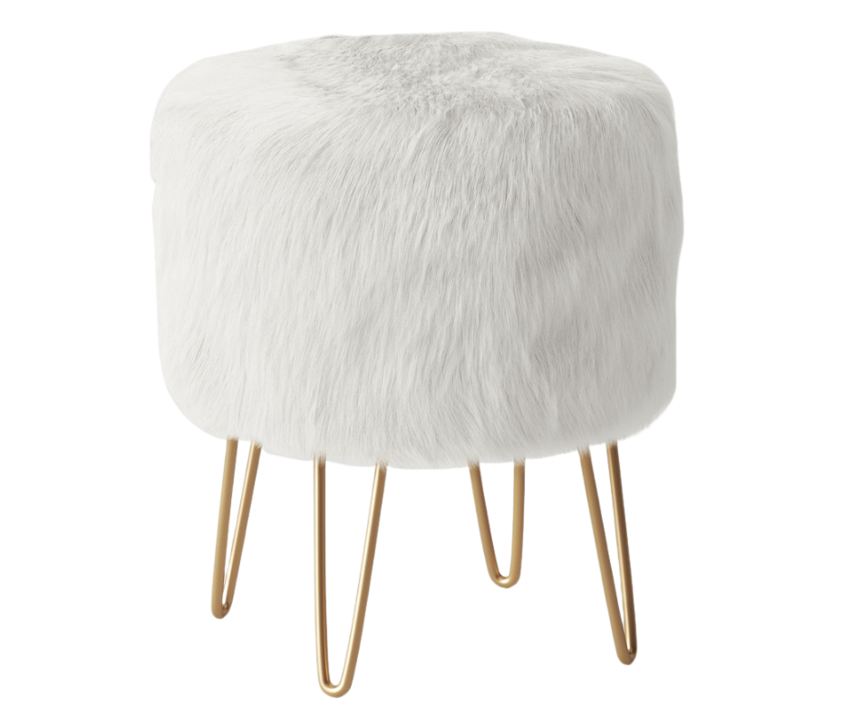 Faux Fur Ottoman White Top Notch DFW, LLC