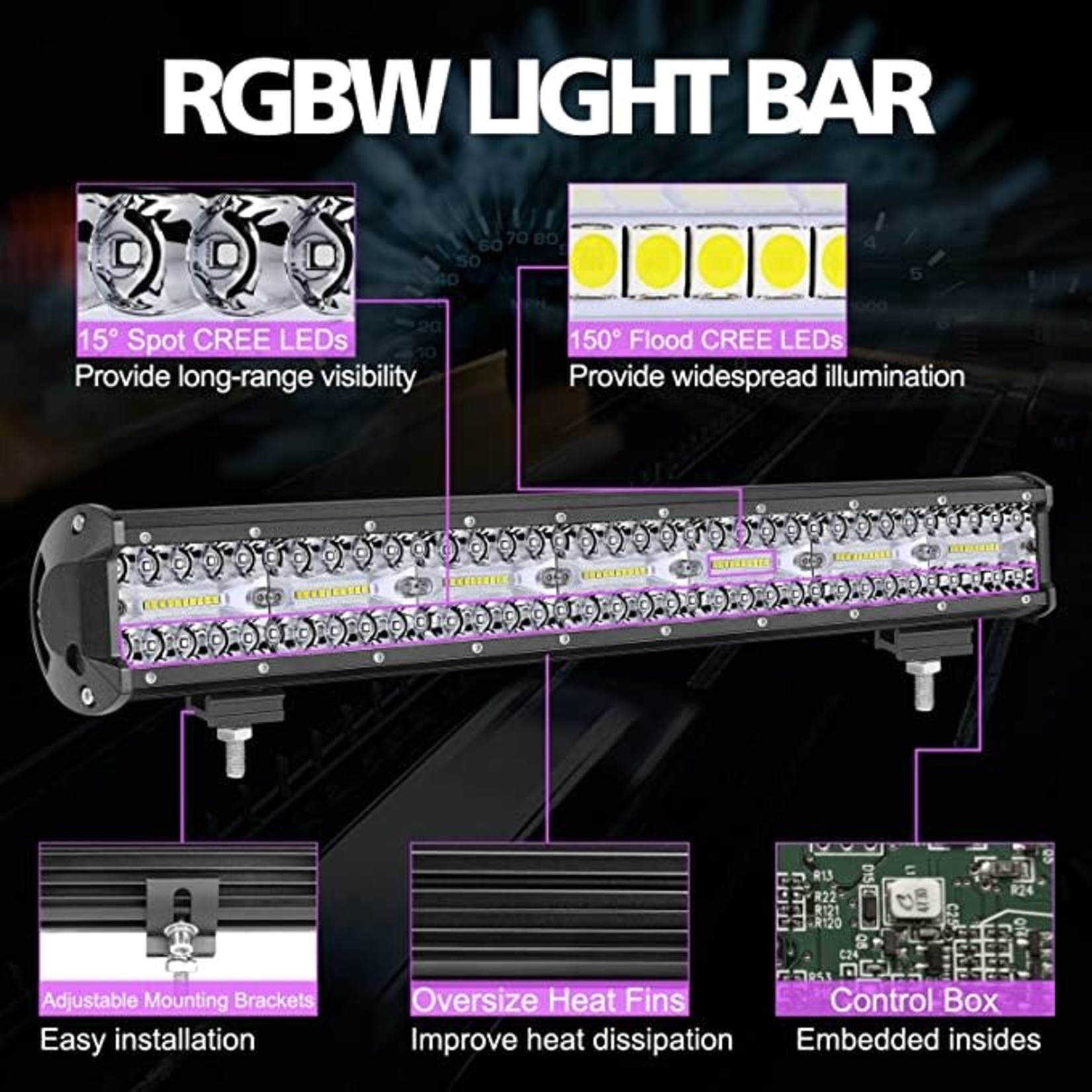 Lteodchew RGB LED Light Bar 20 Inch