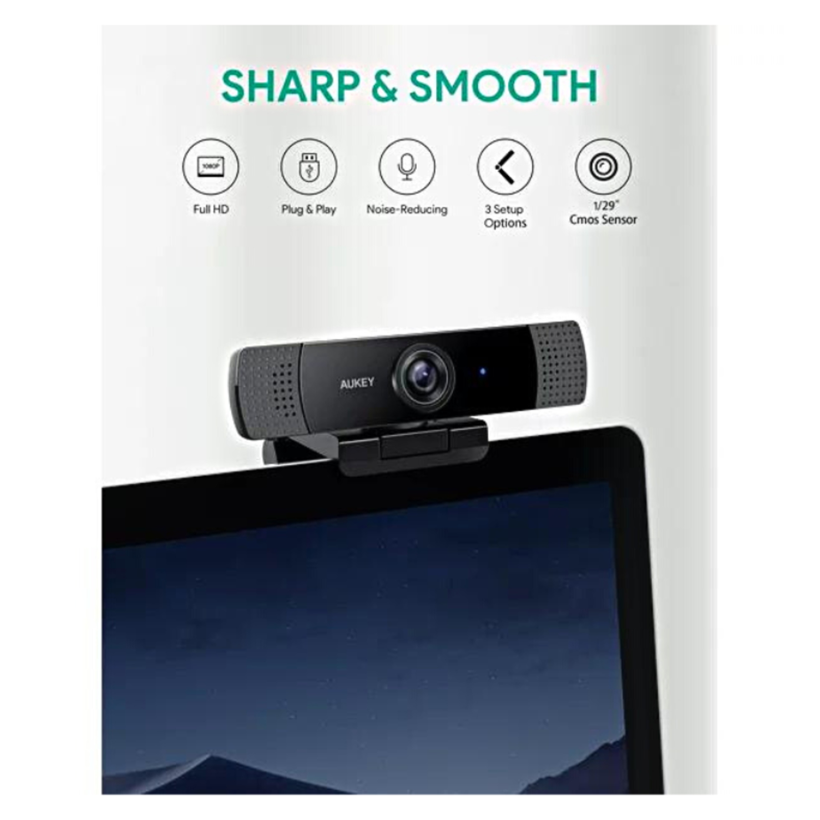 Aukey 1080p Webcam w/ Stereo Microphone - PC-LM1E