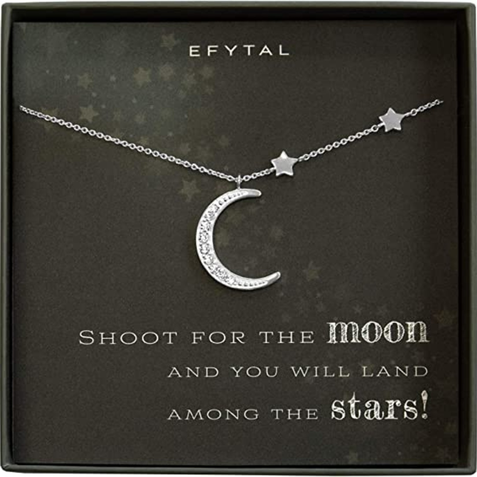 EFYTAL Jewelry Sterling Silver Moon & Stars Necklace - Grad Necklace