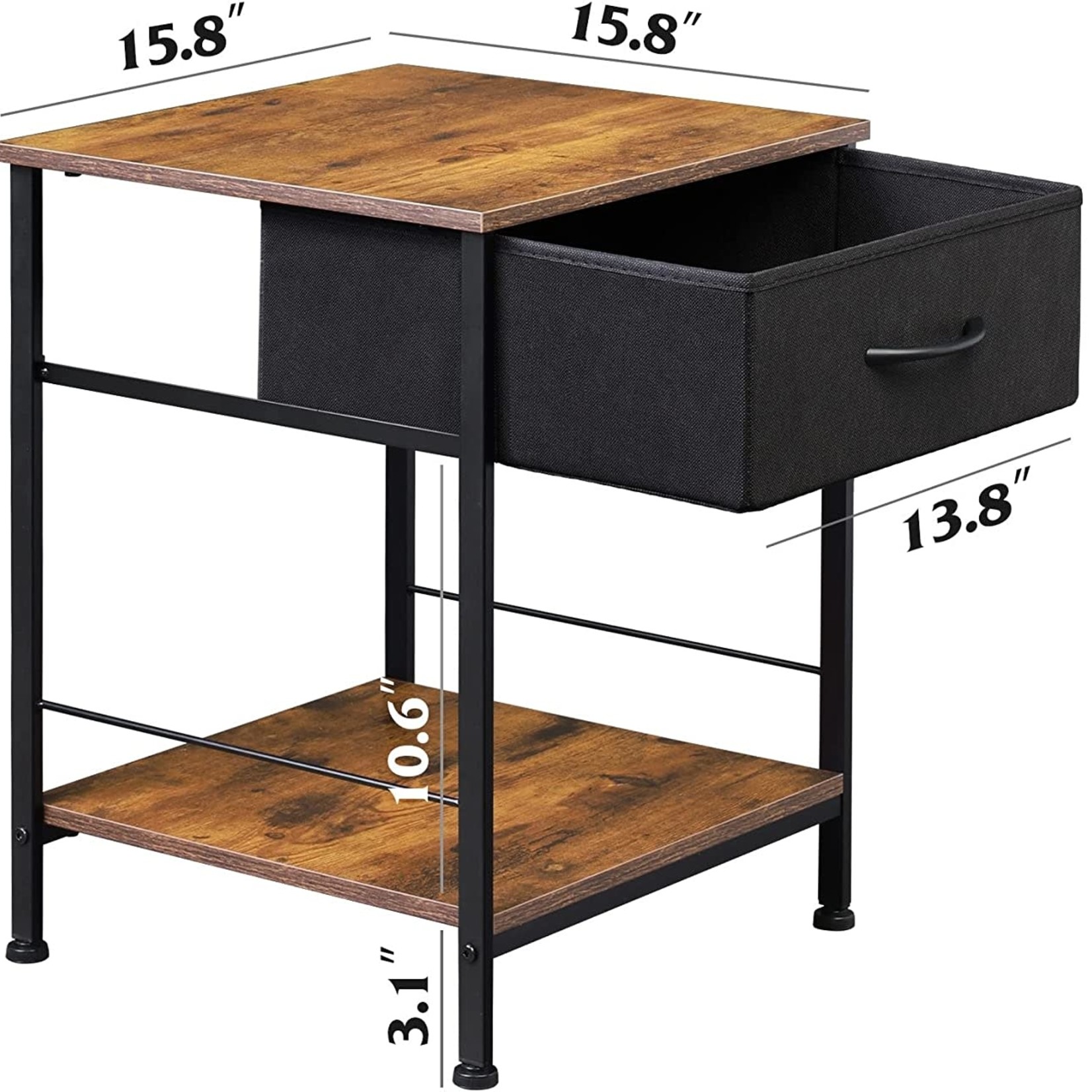 Wlive End Table with Fabric Storage Drawer