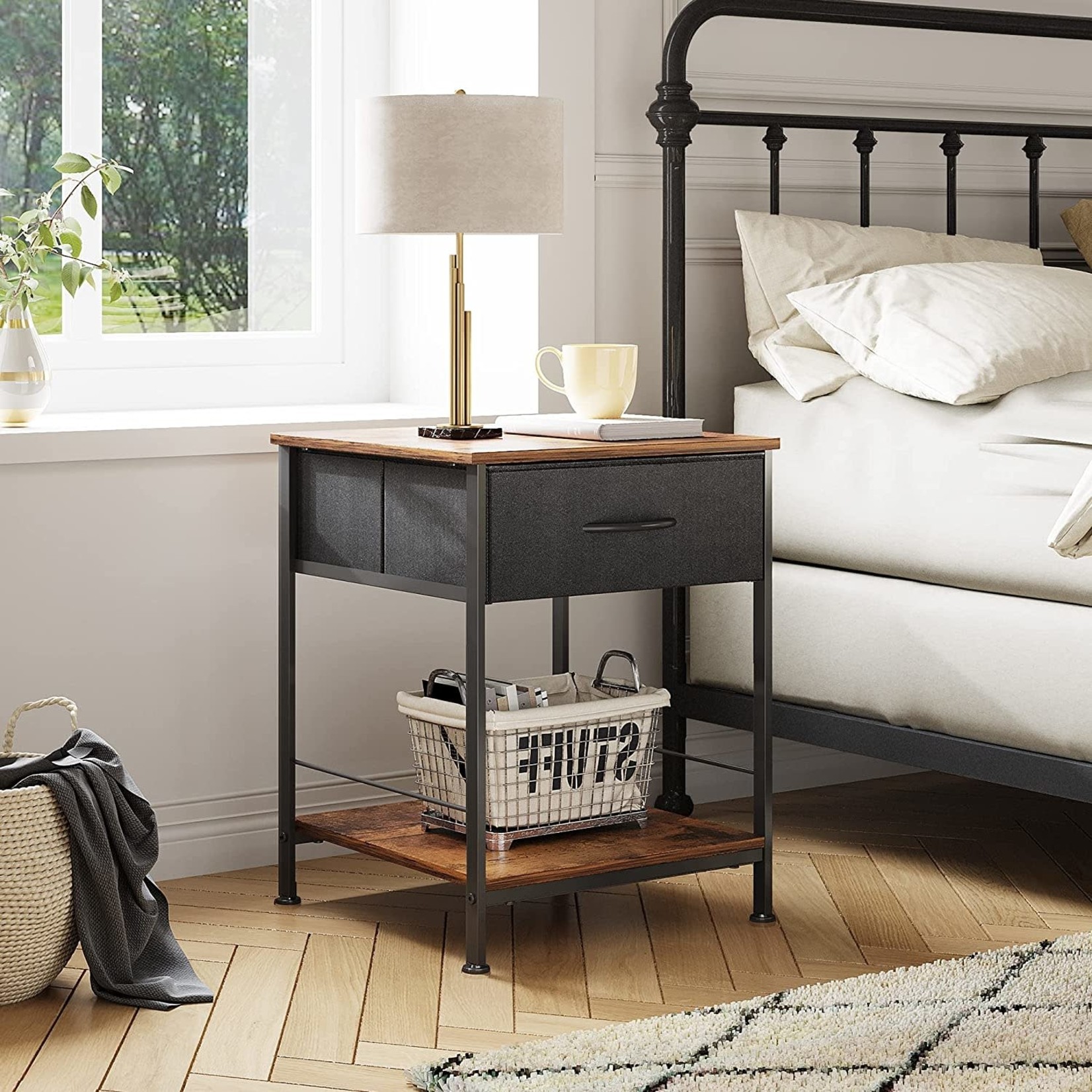 Wlive End Table with Fabric Storage Drawer